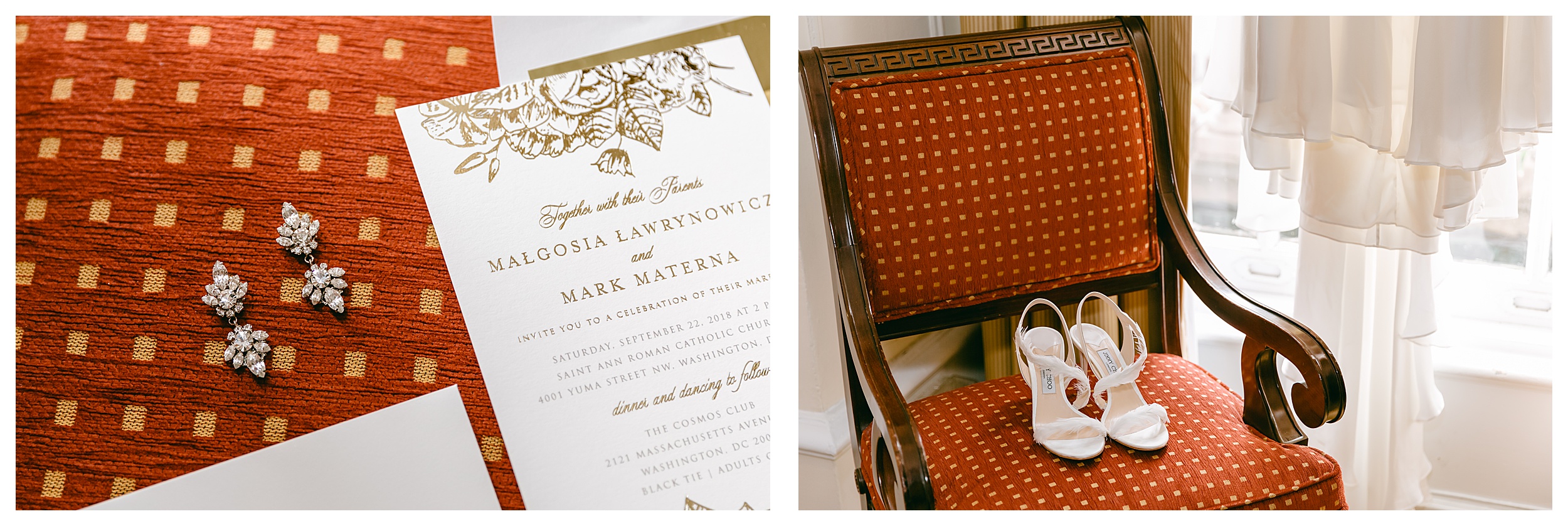 wedding invitations and jimmy choo shoes detail shots