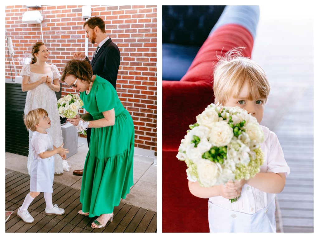 candid moments with family and little boy on wedding day at the line hotel in washington dc 