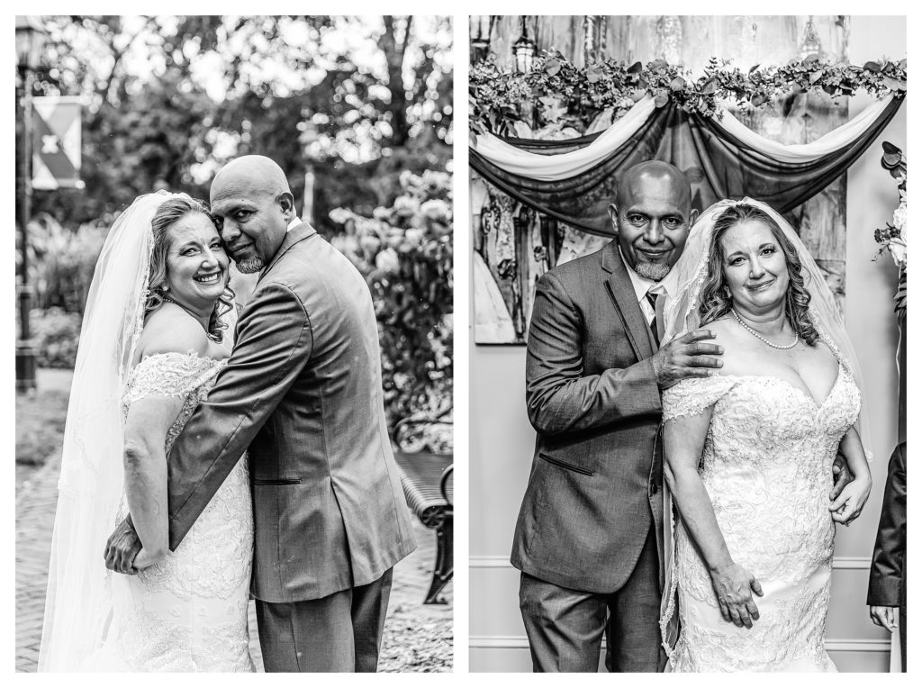 bride and groom black and white photos portraits first look and just married