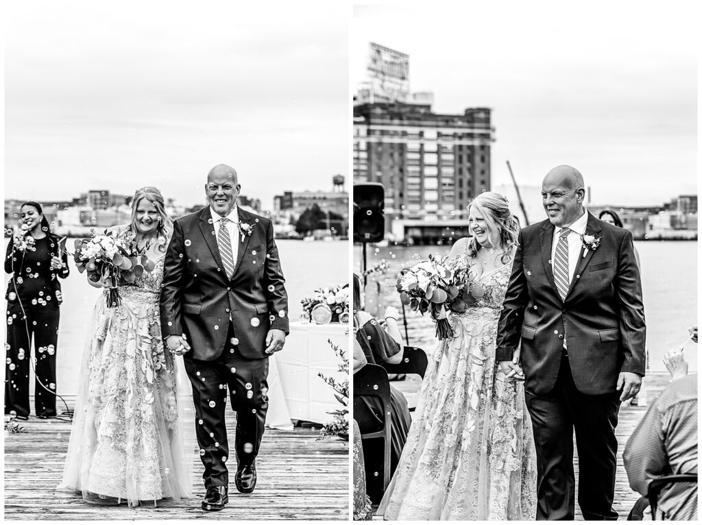 brooklyn couple just married candid images by experienced photographer as they walk down the aisle