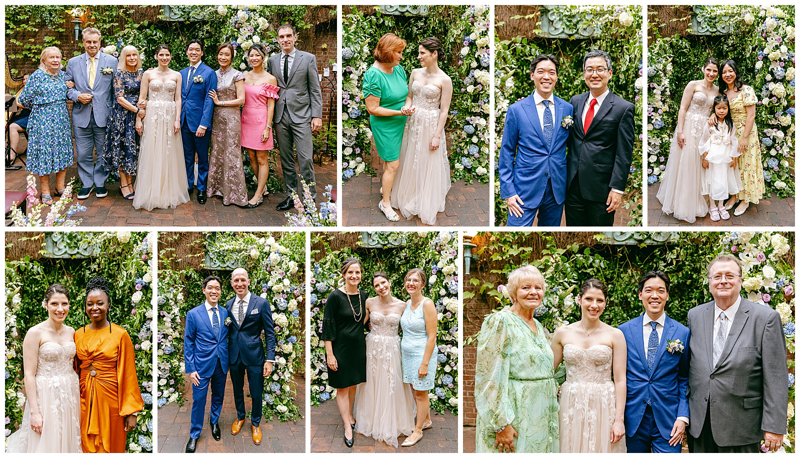 Collage of Family Group Formals at Wedding Day