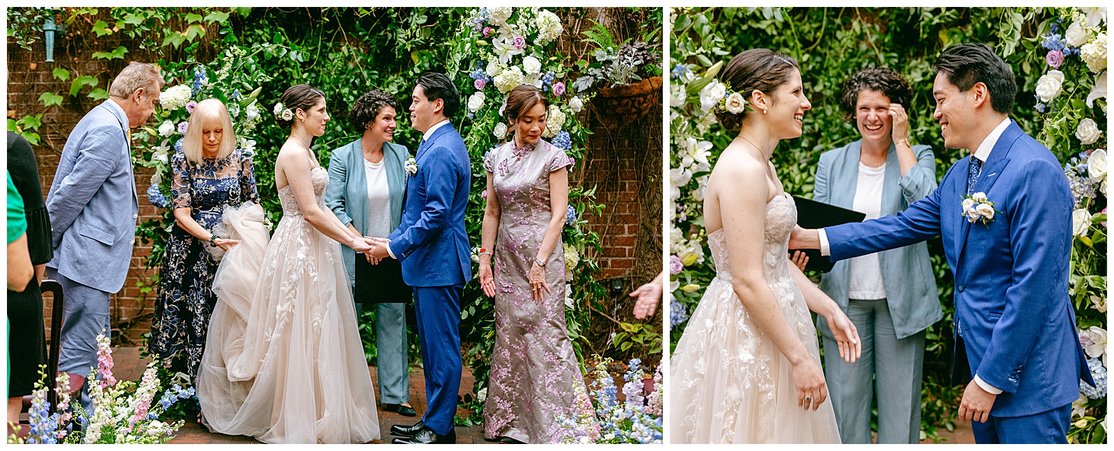 Bride and Groom face each other at ceremony