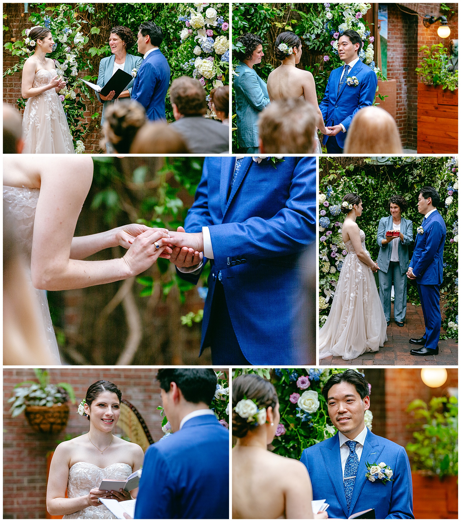 bride and groom exchange vows at this New York wedding