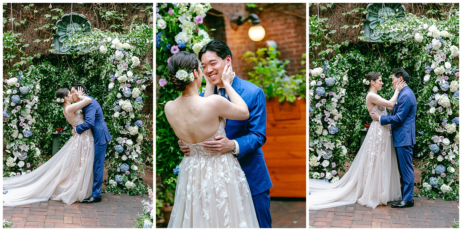 Just married couple shares first kiss