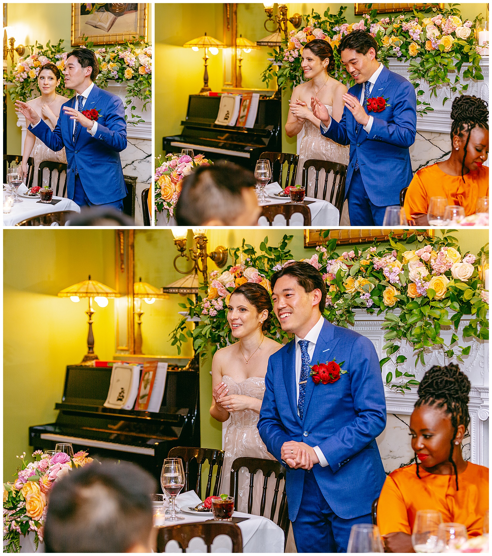 Bride and Groom give welcome speech to guests at their wedding reception