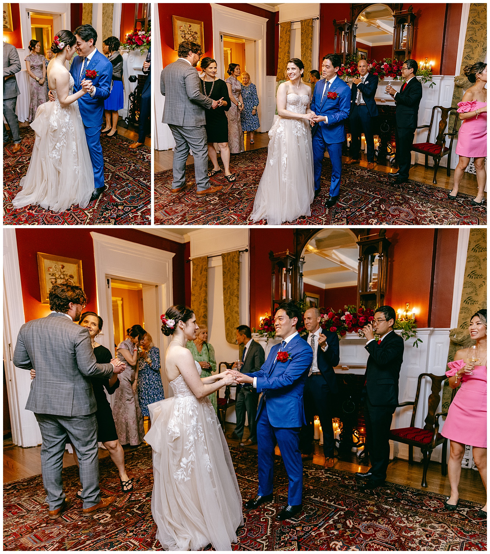 Bride and Groom Dance during their wedding reception party with the band