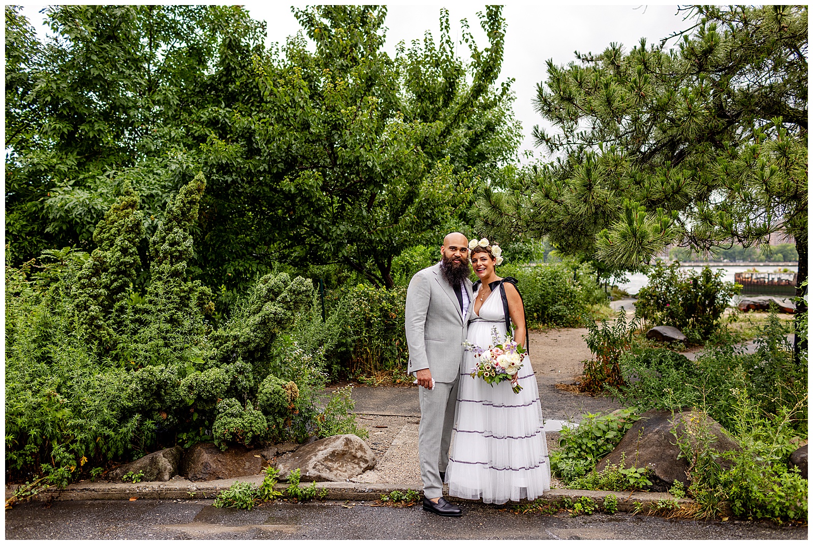 wedding couple portraits in Grand Ferry Park 