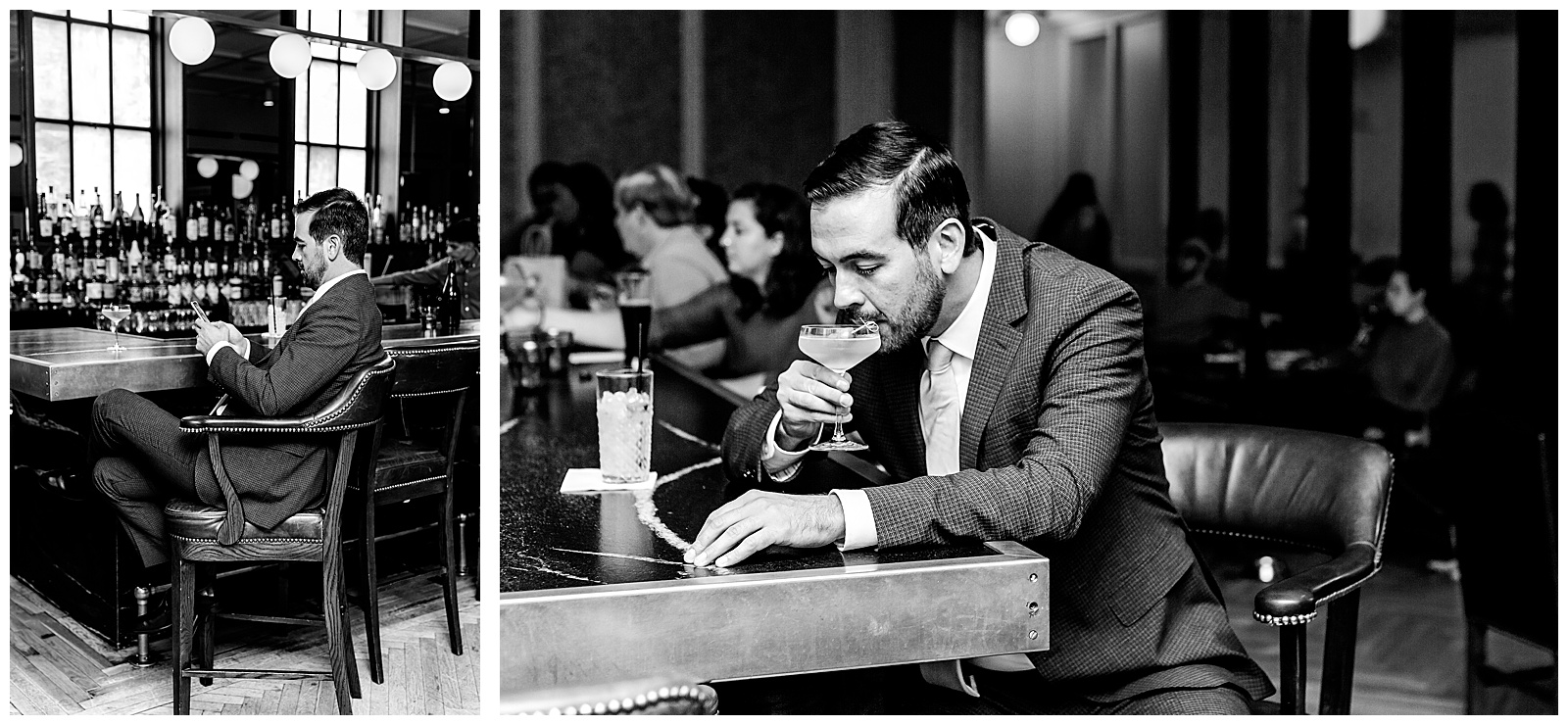 groom at bar waiting on bride