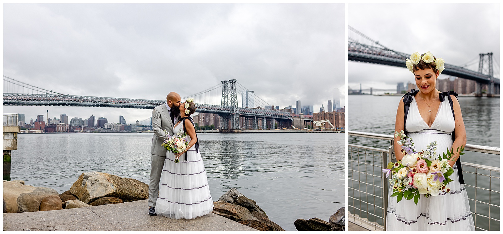 bride and groom portraits near Grand Ferry Park