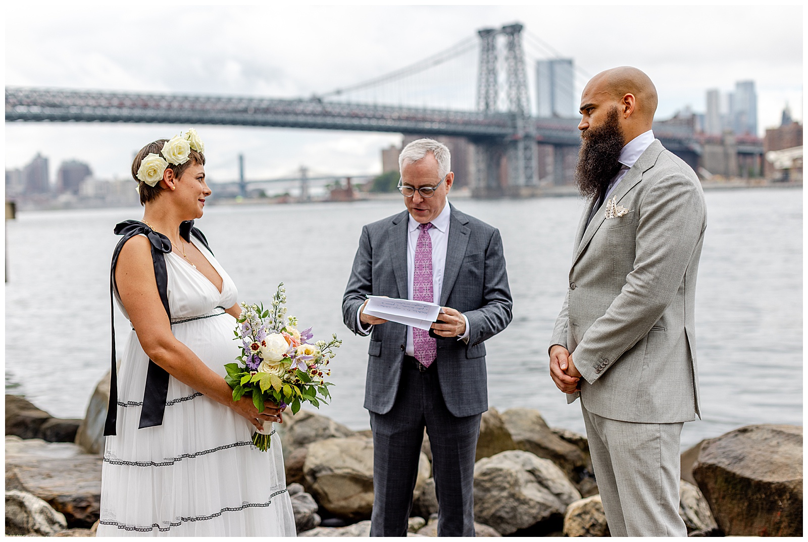 wedding ceremony at Grand Ferry Park in Williamsburg