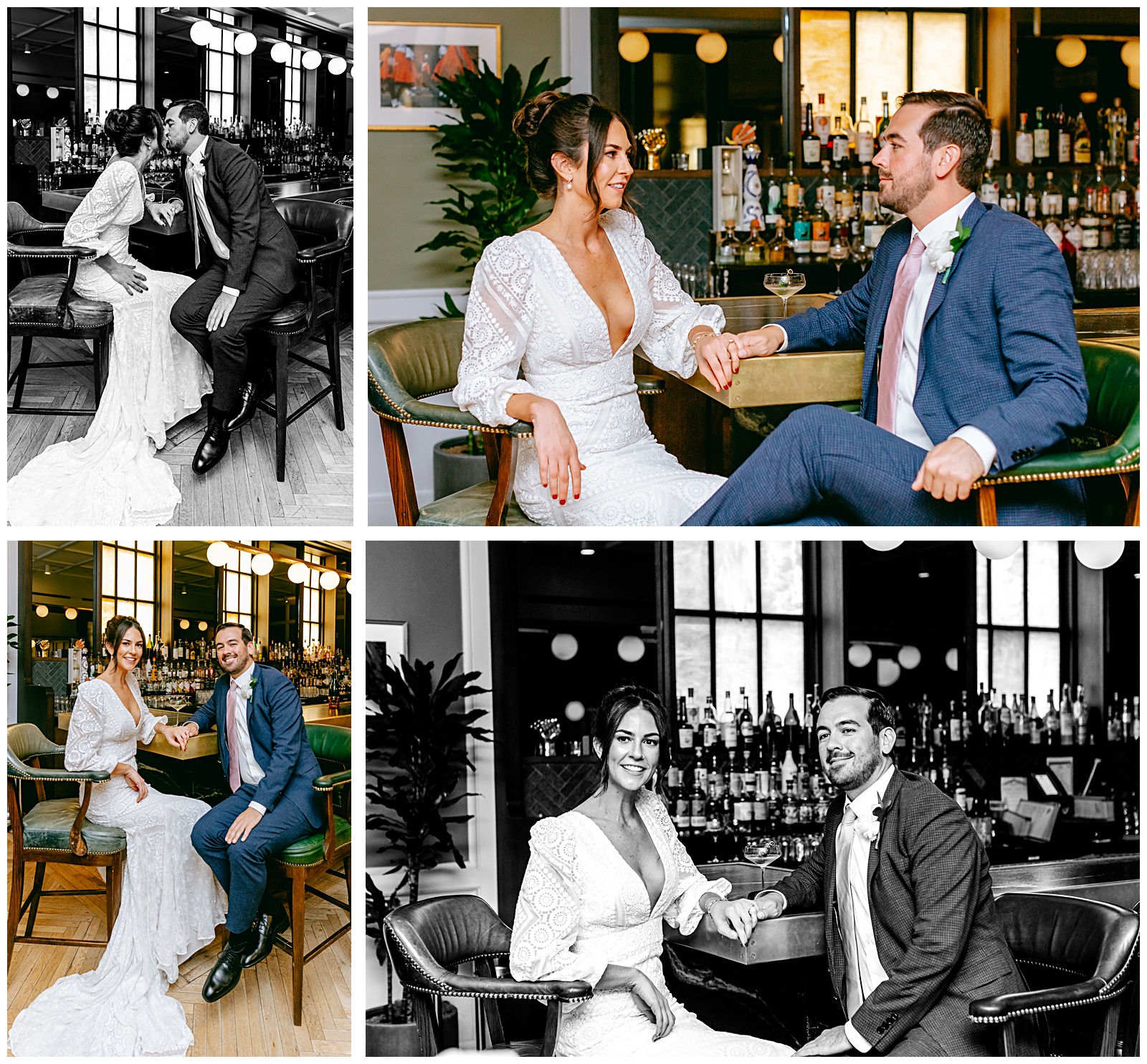 washington dc engagement photographer portraits of bride and groom at the bar before ceremony in adams morgan