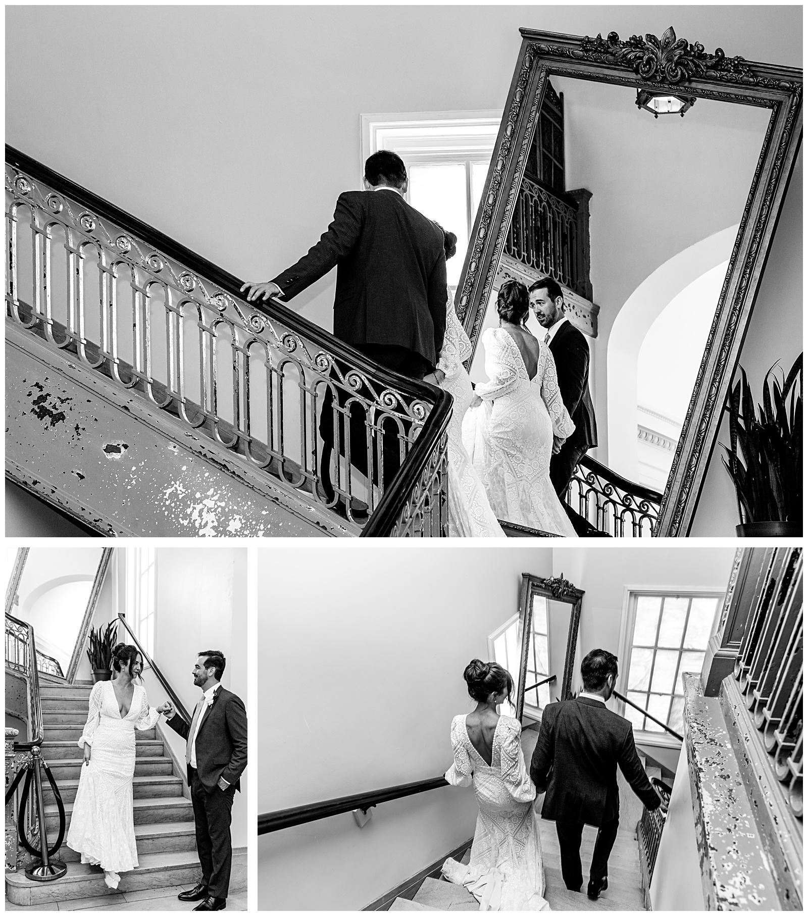 portraits of couple walking upstairs at The Line Hotel