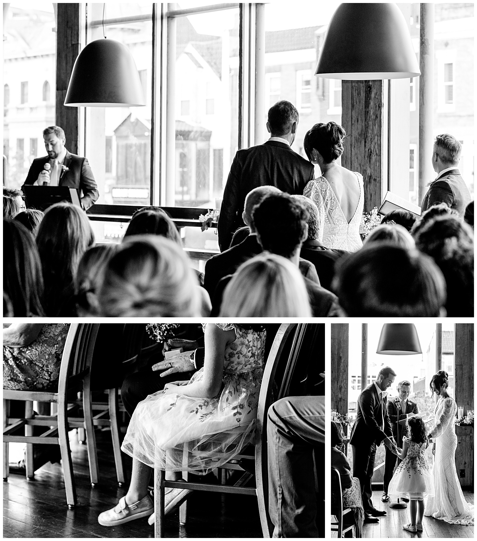 wedding ceremony detail shots in black and white washington dc