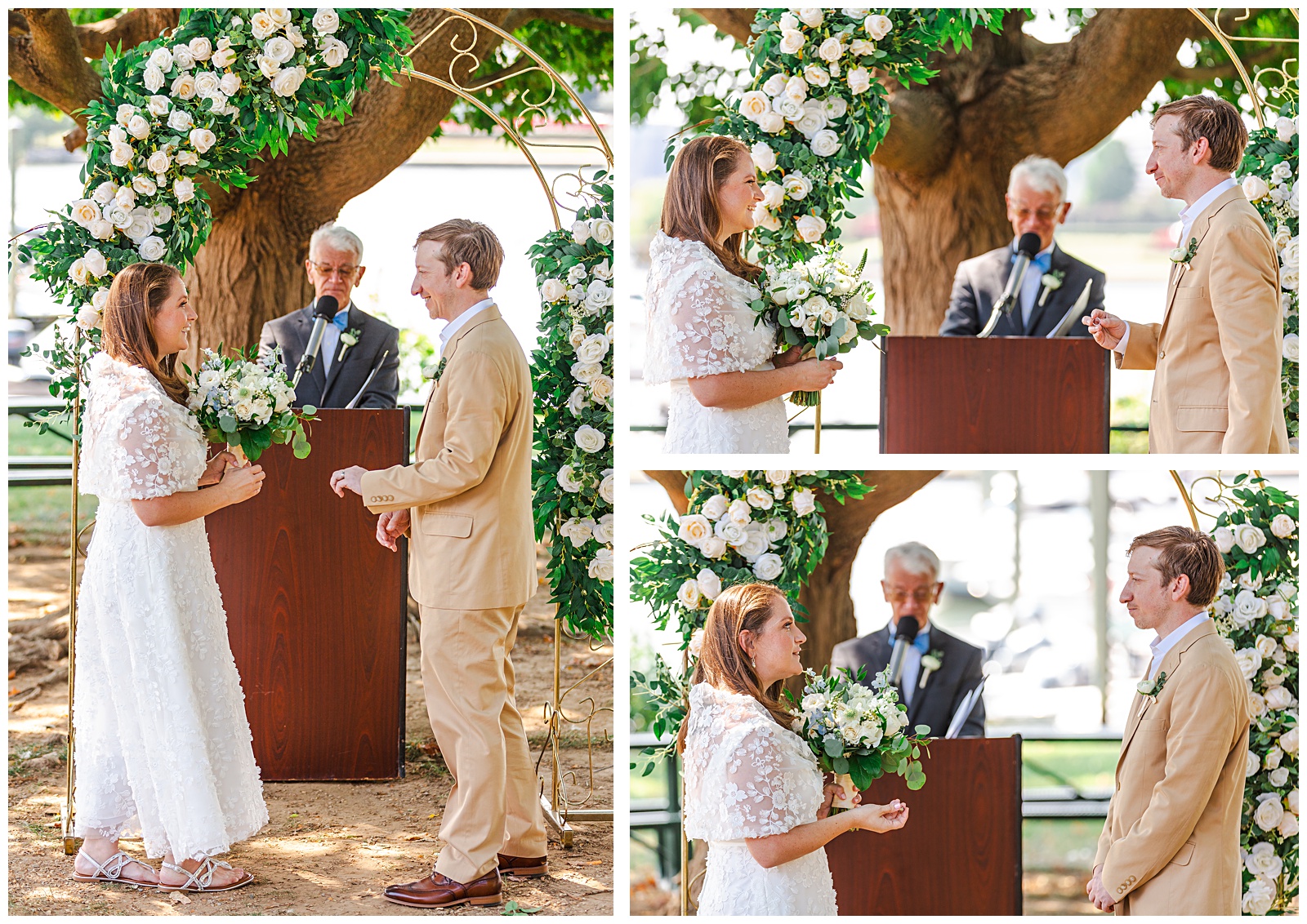 Artistic wedding photos at Columbia Island Marina