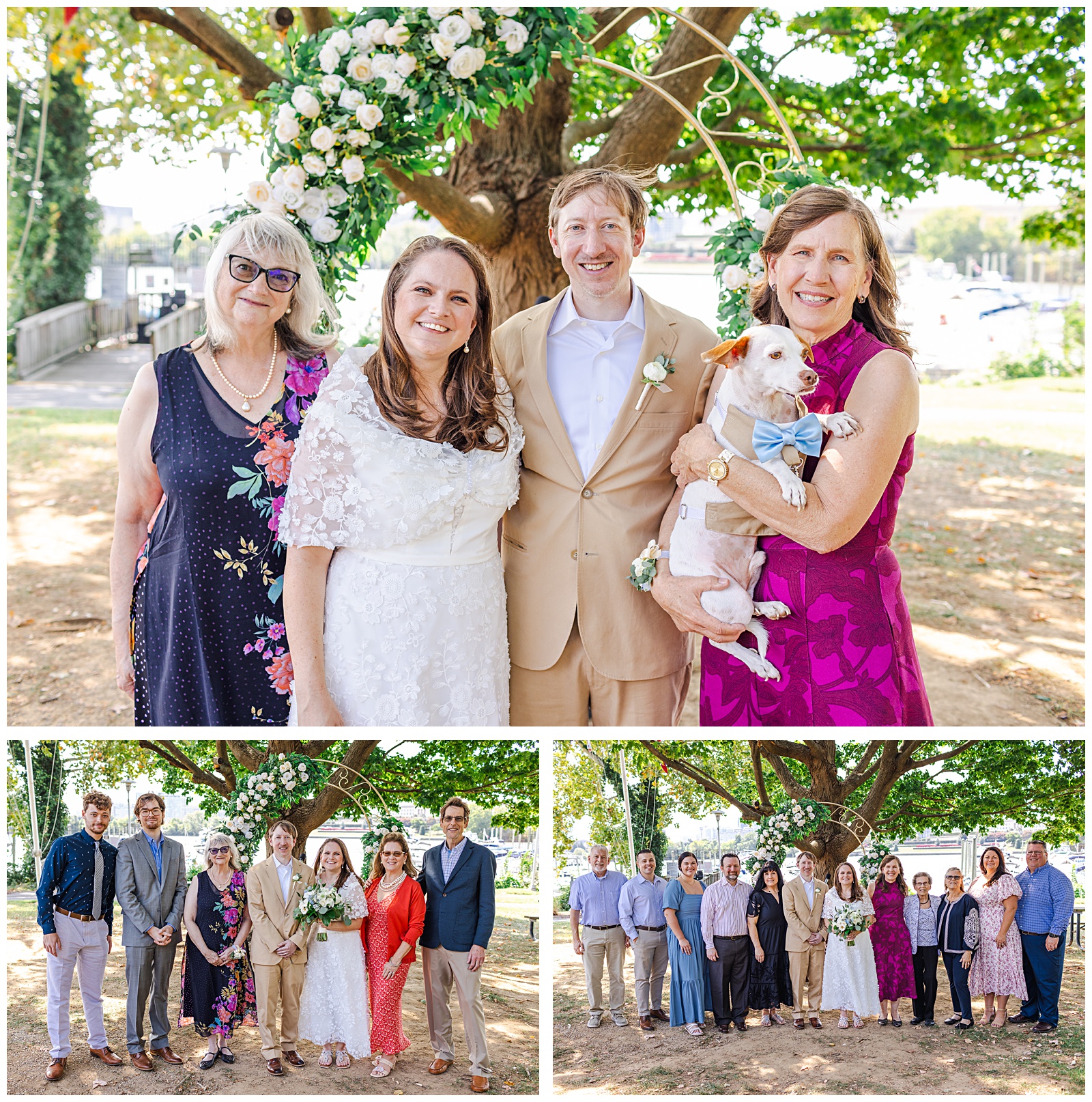 Bridal party portraits Columbia Island Marina