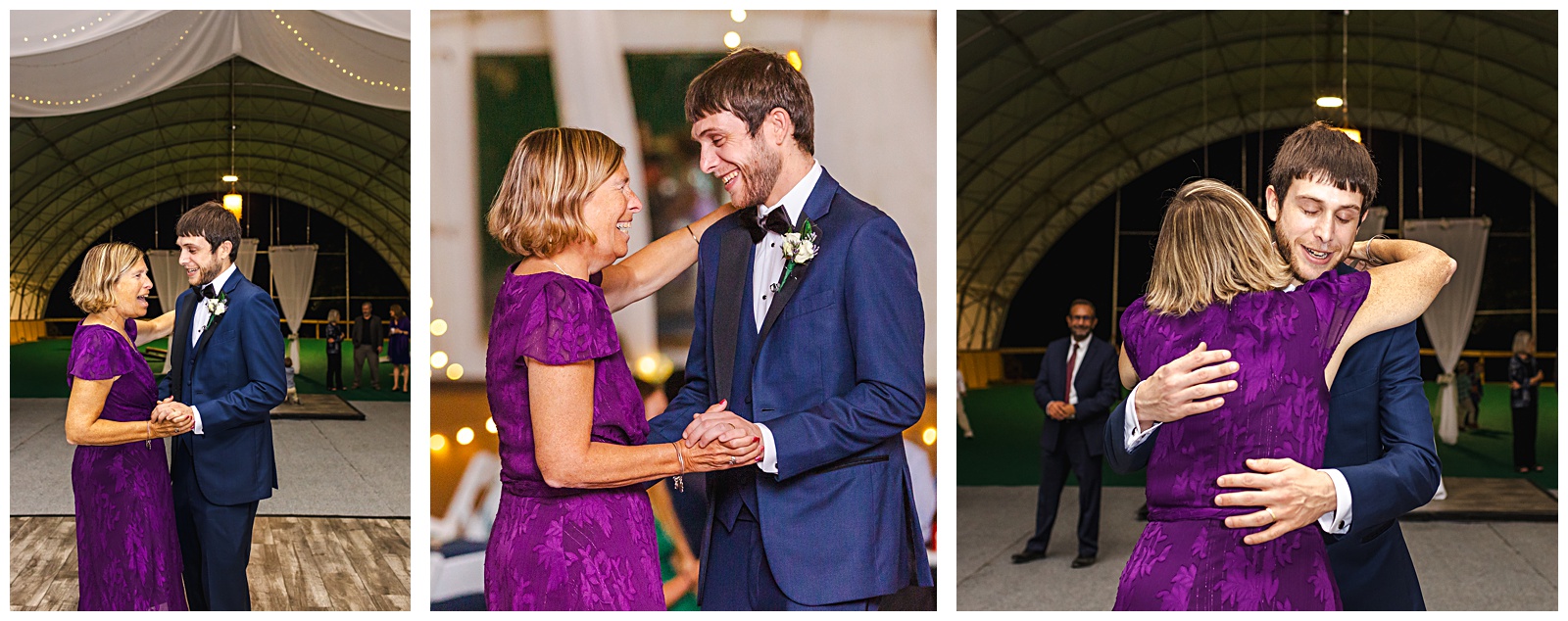 groom dances with his mother during wedding reception