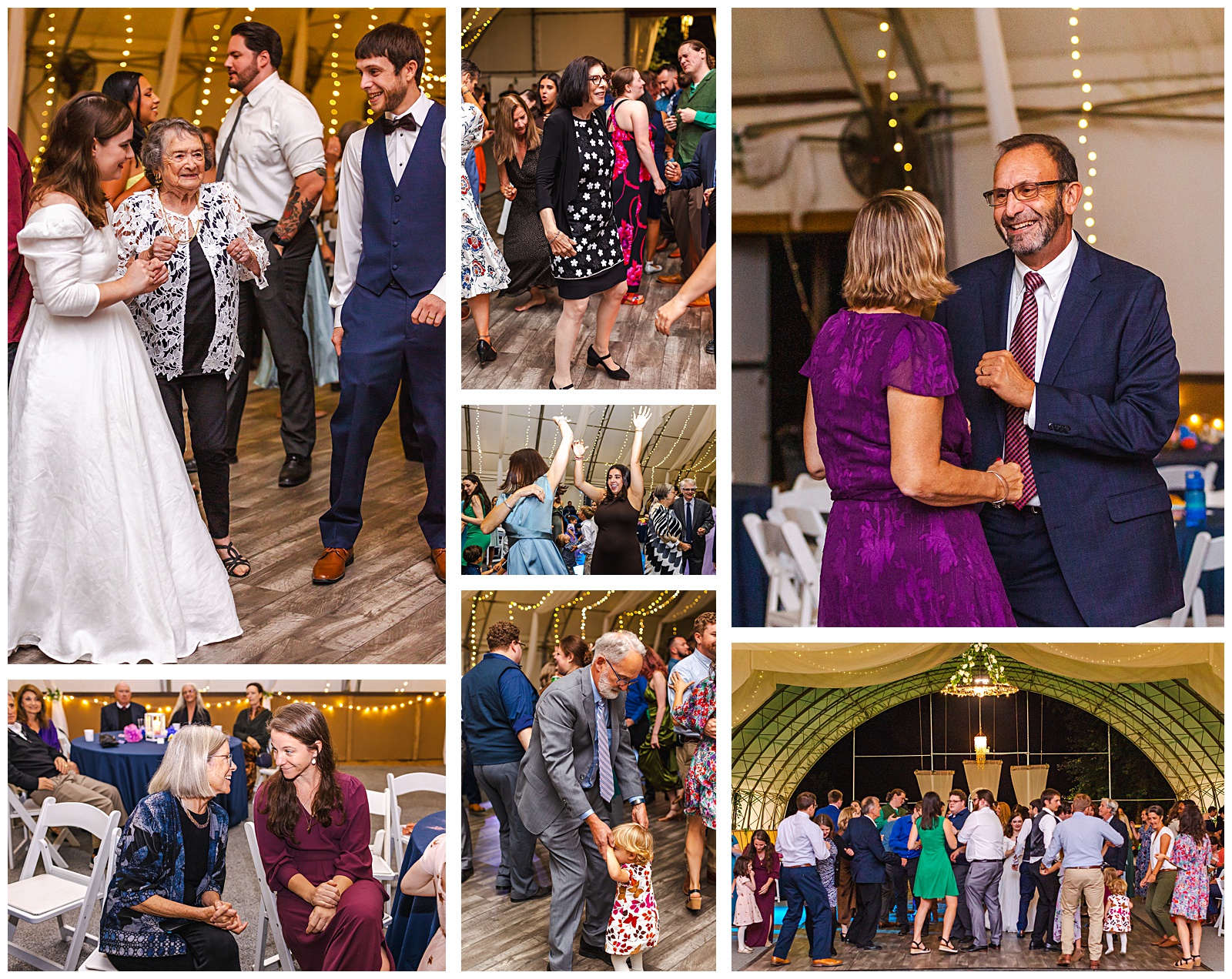 candids of guests on the dance floor during wedding reception