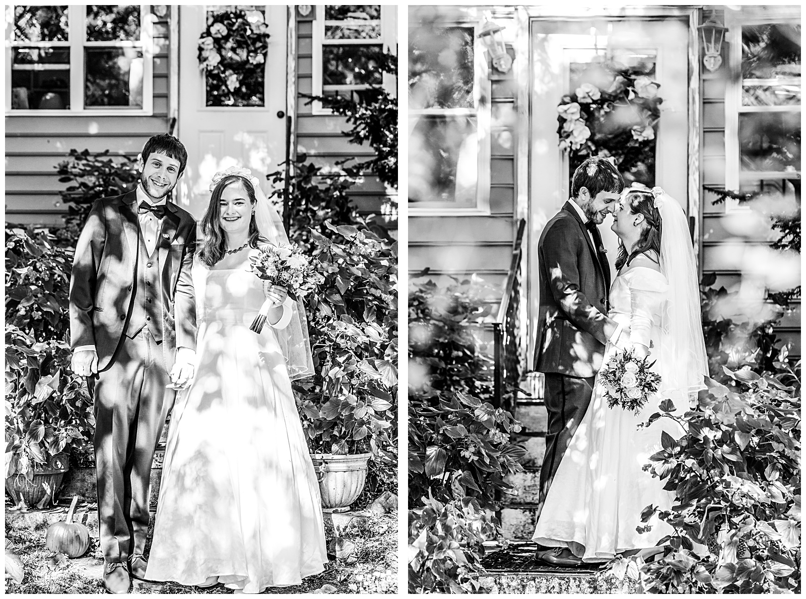 artistic portraits in black and white of wedding day portrait