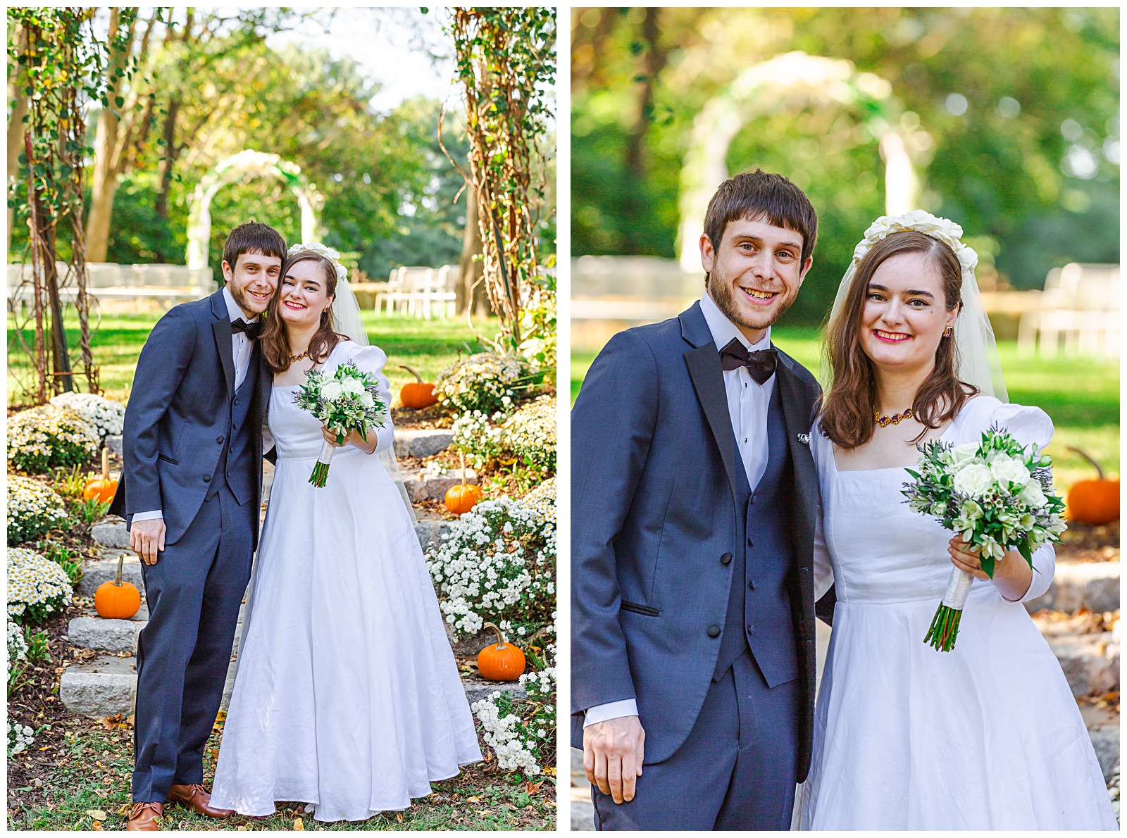 October wedding portraits with pumpkins