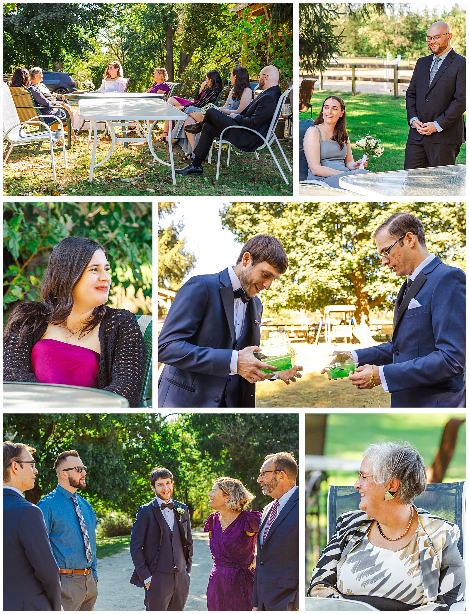 portraits and candids of family members before the wedding ceremony starts