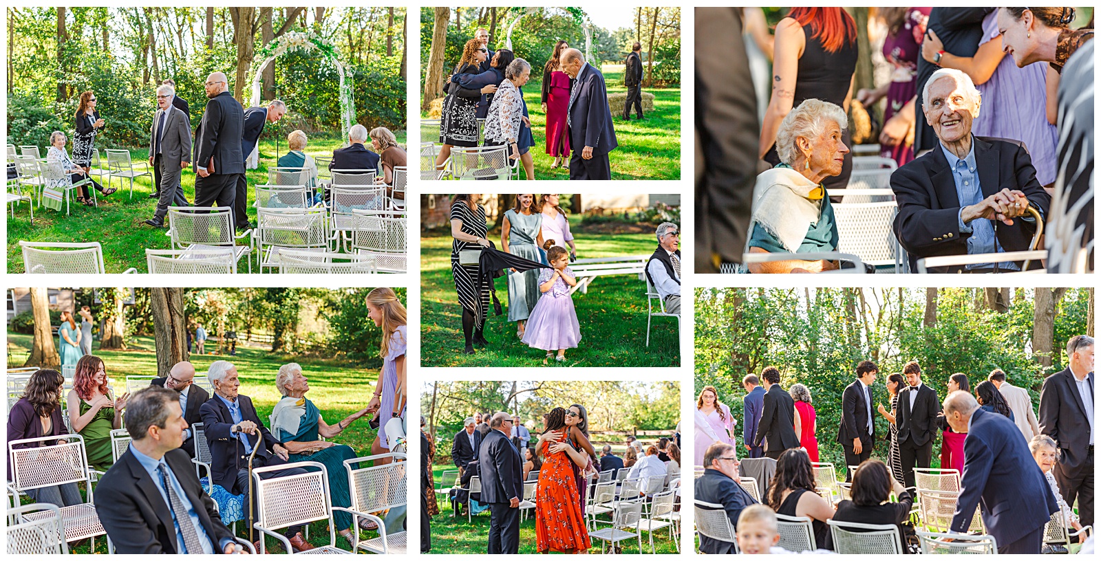 photos of guests arriving for the wedding day on a fall day in October