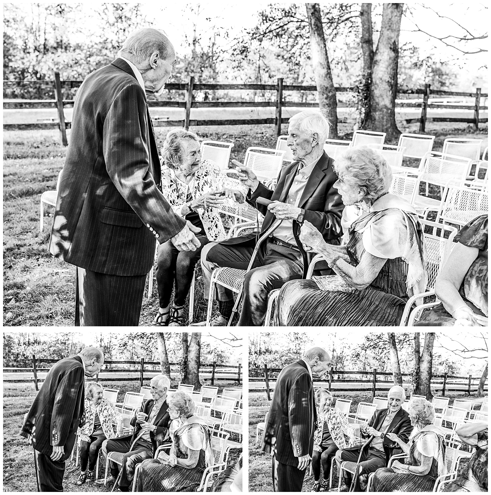 grandparents meet at wedding ceremony and shake hands