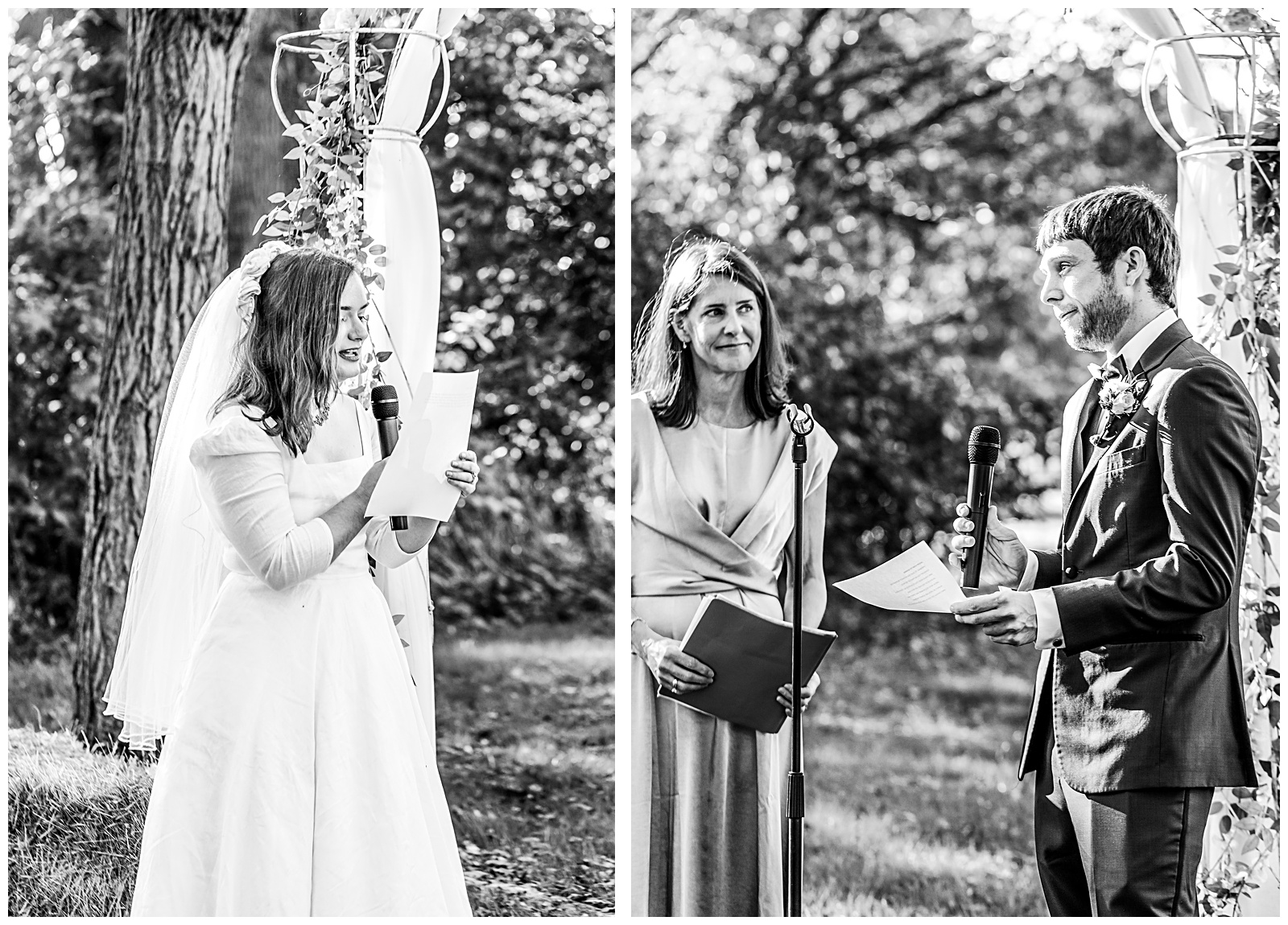 bride and groom sharing vows with each other during their wedding ceremony