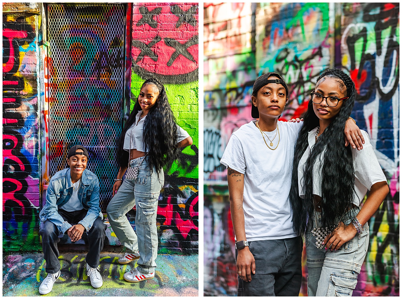 Baltimore Graffiti Alley Sister Photoshoot in the morning light