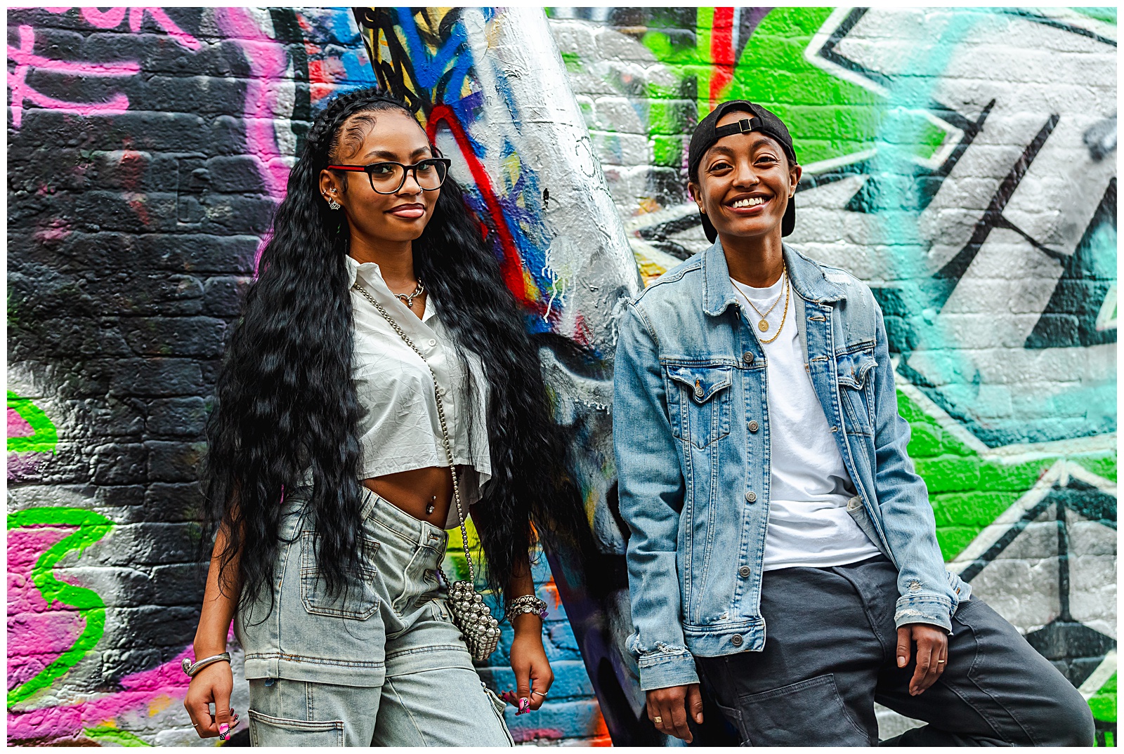 Creative sibling photography session at Graffiti Alley Baltimore