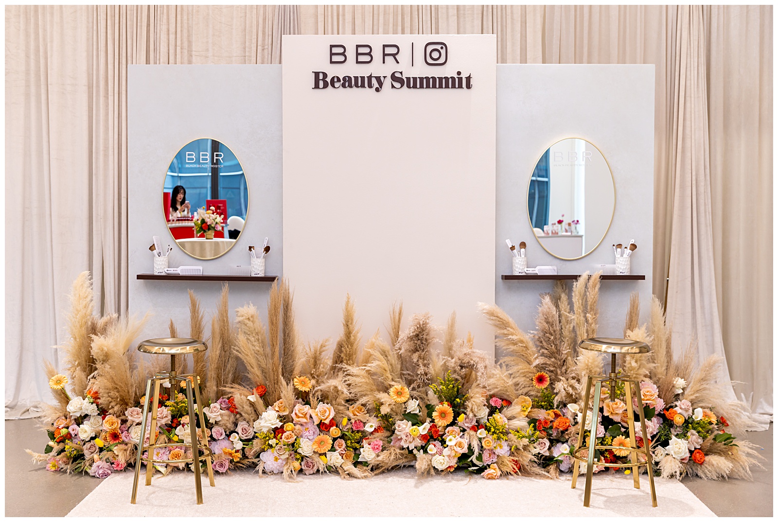 backdrop and details for florals at the BBR Beauty Summit
