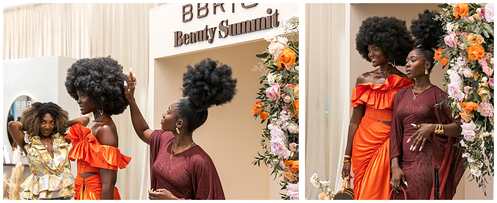 guests and attendees and speakers pose at the step and repeat during the event for Black Beauty Roster with Liz Stewart editorial event photographer NYC