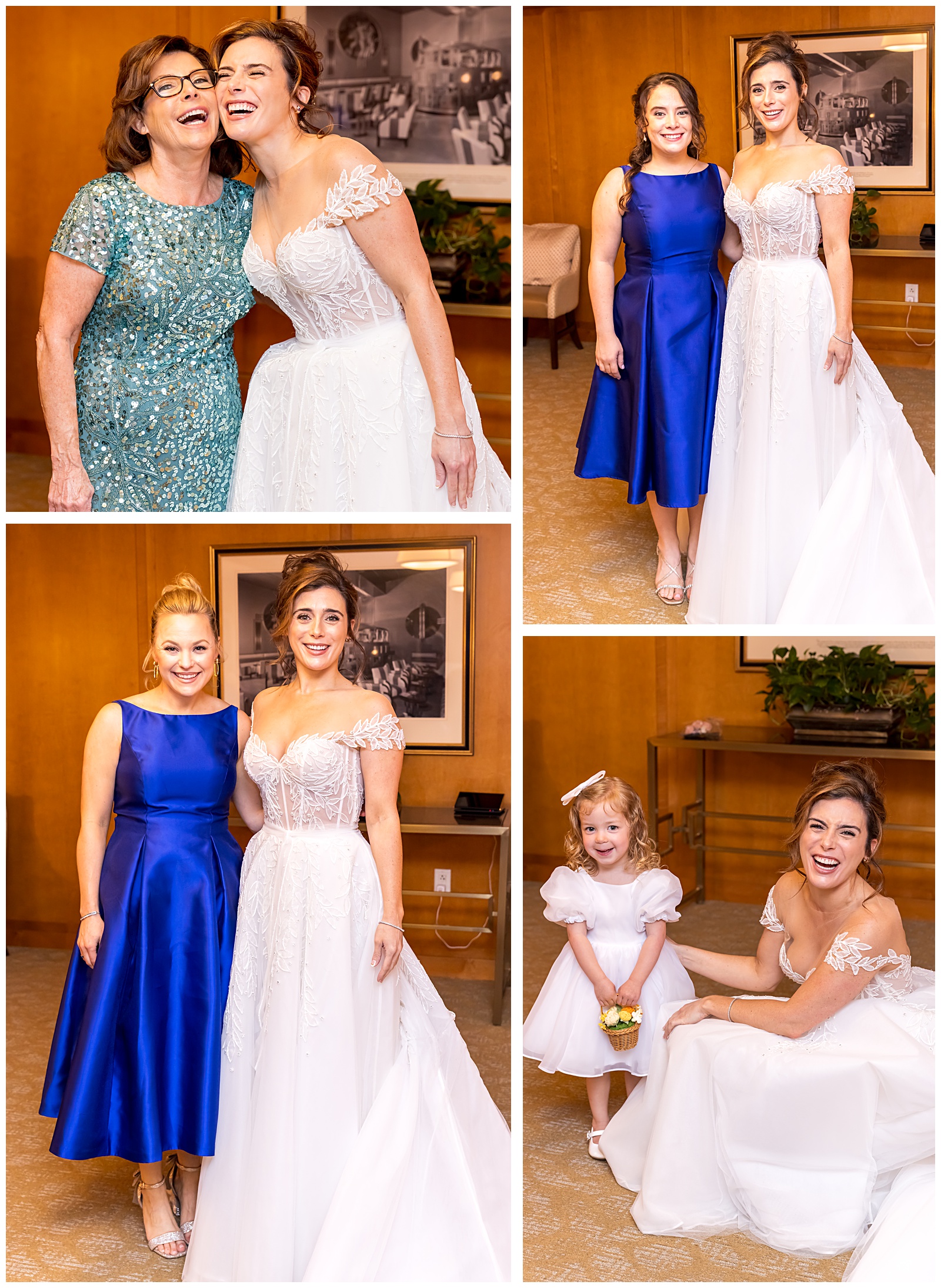 Bride posing individually with each bridesmaid before ceremony at Omni Shoreham