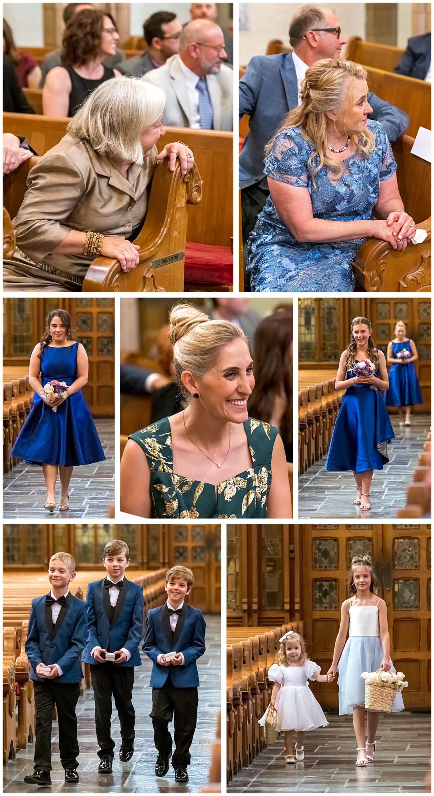Wedding guests seated in church pews before DC wedding ceremony