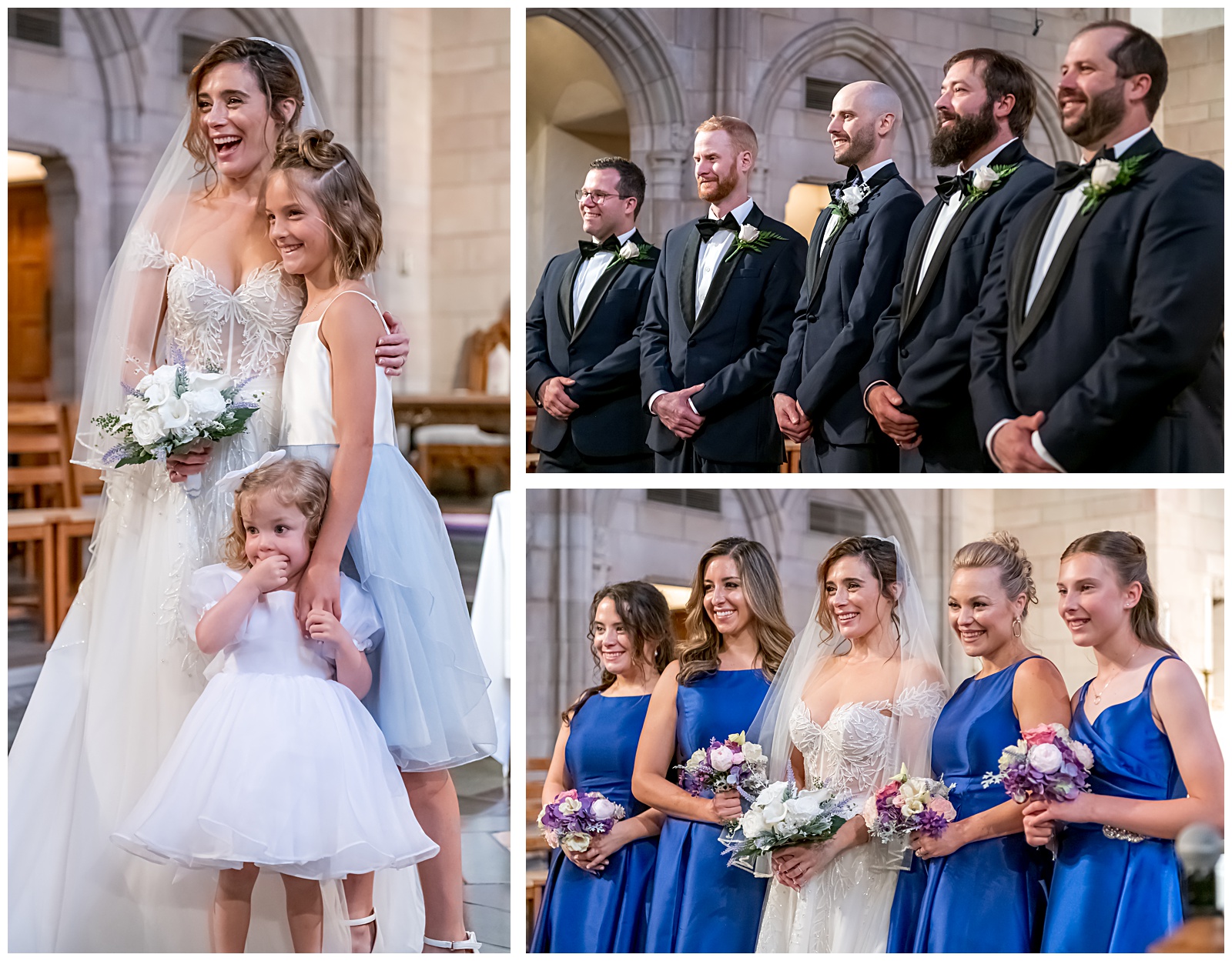 Bride and groom with families posing for wedding portraits in Washington DC