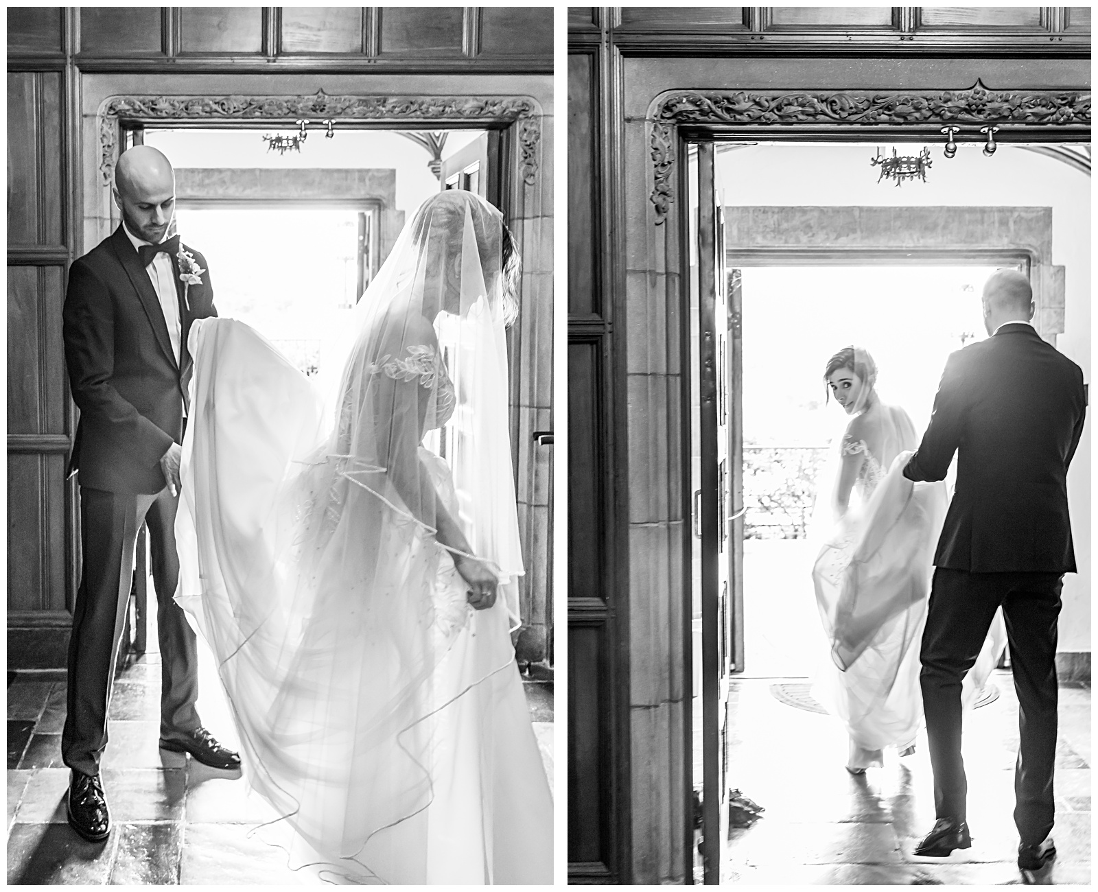 Couple leaving church together after wedding ceremony in Washington DC