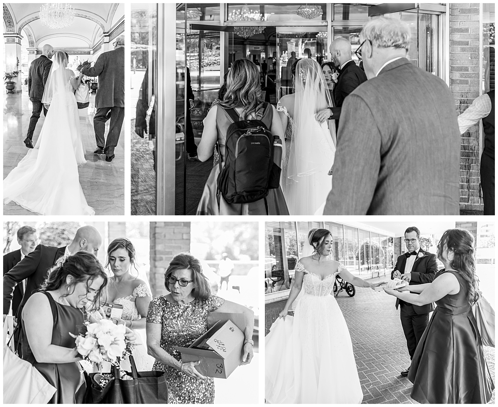 Bride walking out of Washington DC church after wedding ceremony