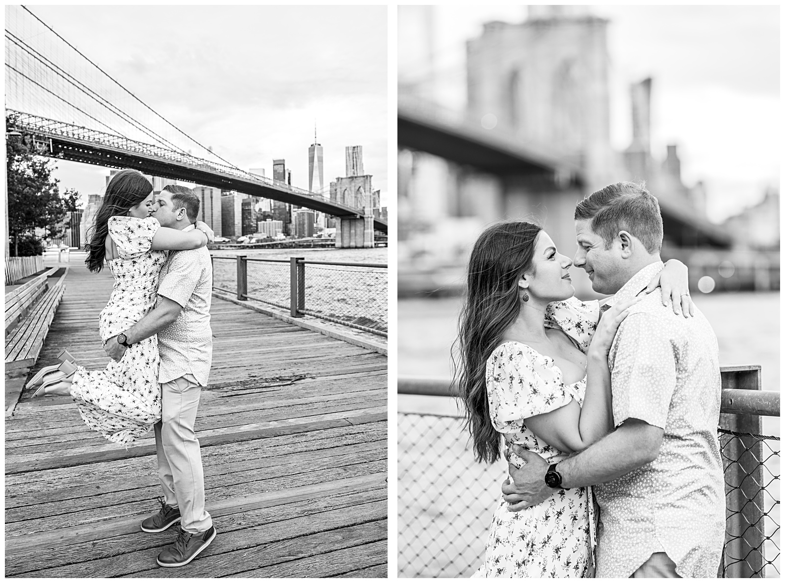 Full engagement session gallery of Stefanie and Brad in DUMBO, Brooklyn, captured by a DUMBO engagement photographer.
