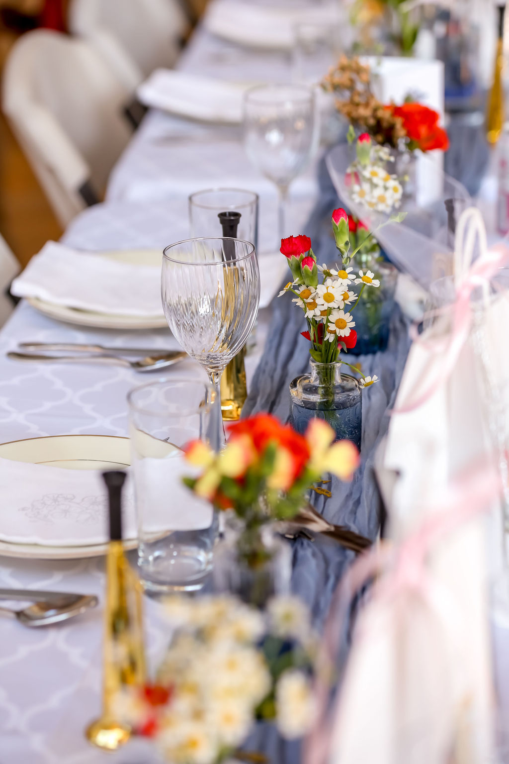 Elegant reception table styling for intimate wedding at Edgewood DC arts venue