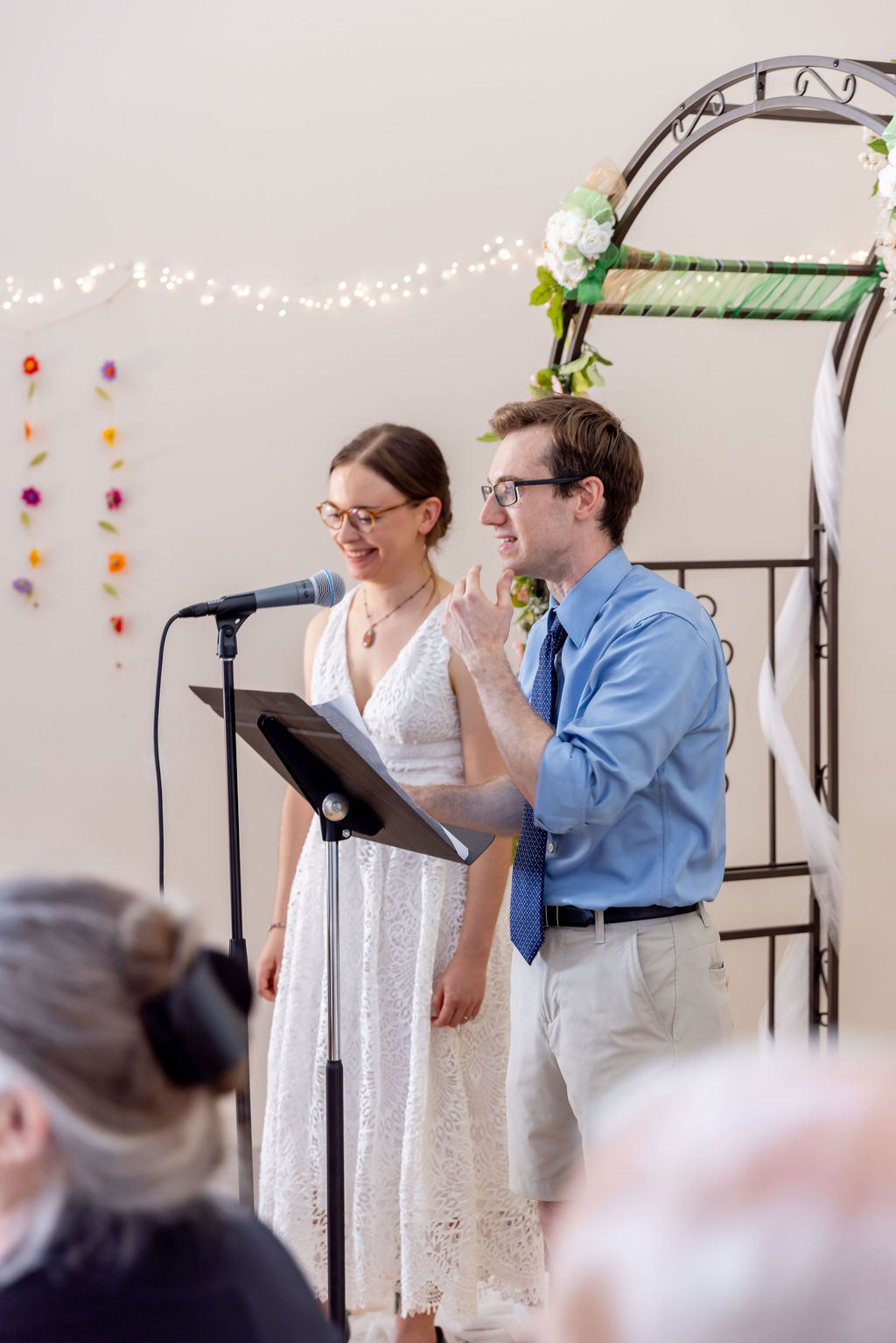 Emotional vows during small wedding ceremony at unique DC wedding venue