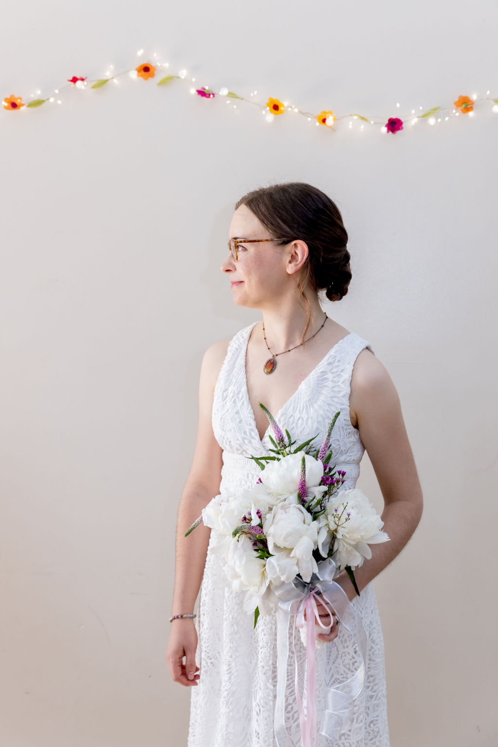 Bridal portrait with romantic florals by Washington DC wedding photographer